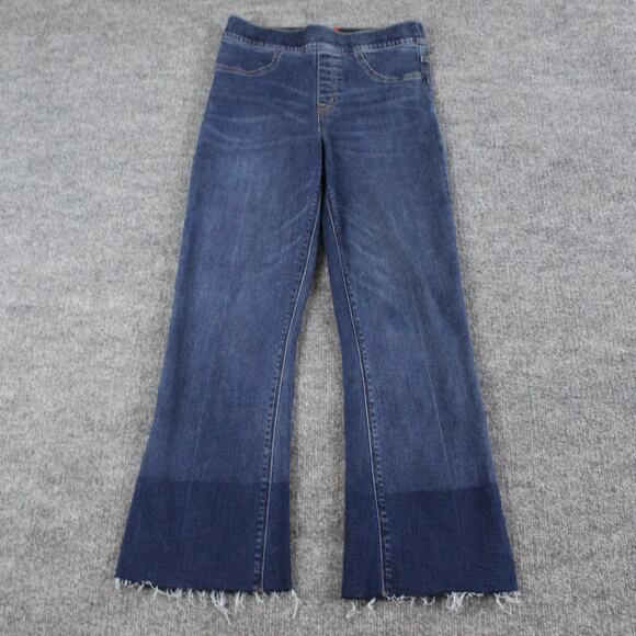 Spanx Jean Small Petite Cropped Flare Denim Colorblock Medium Wash Casual Office - Picture 6 of 15